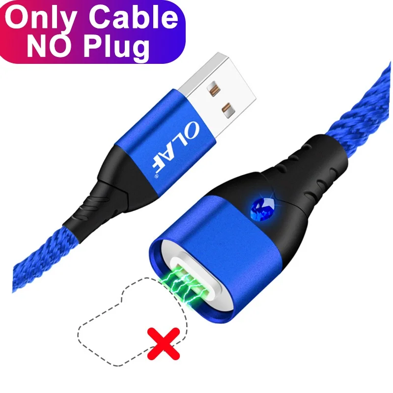 Only Cable NO Plug Олаф 3A Магнитный кабель для iPhone Micro usb type-C кабель адаптер Быстрая зарядка кабель для samsung xiaomi LG кабель для мобильного телефона 2 м - Цвет: Only Cable NO Plug