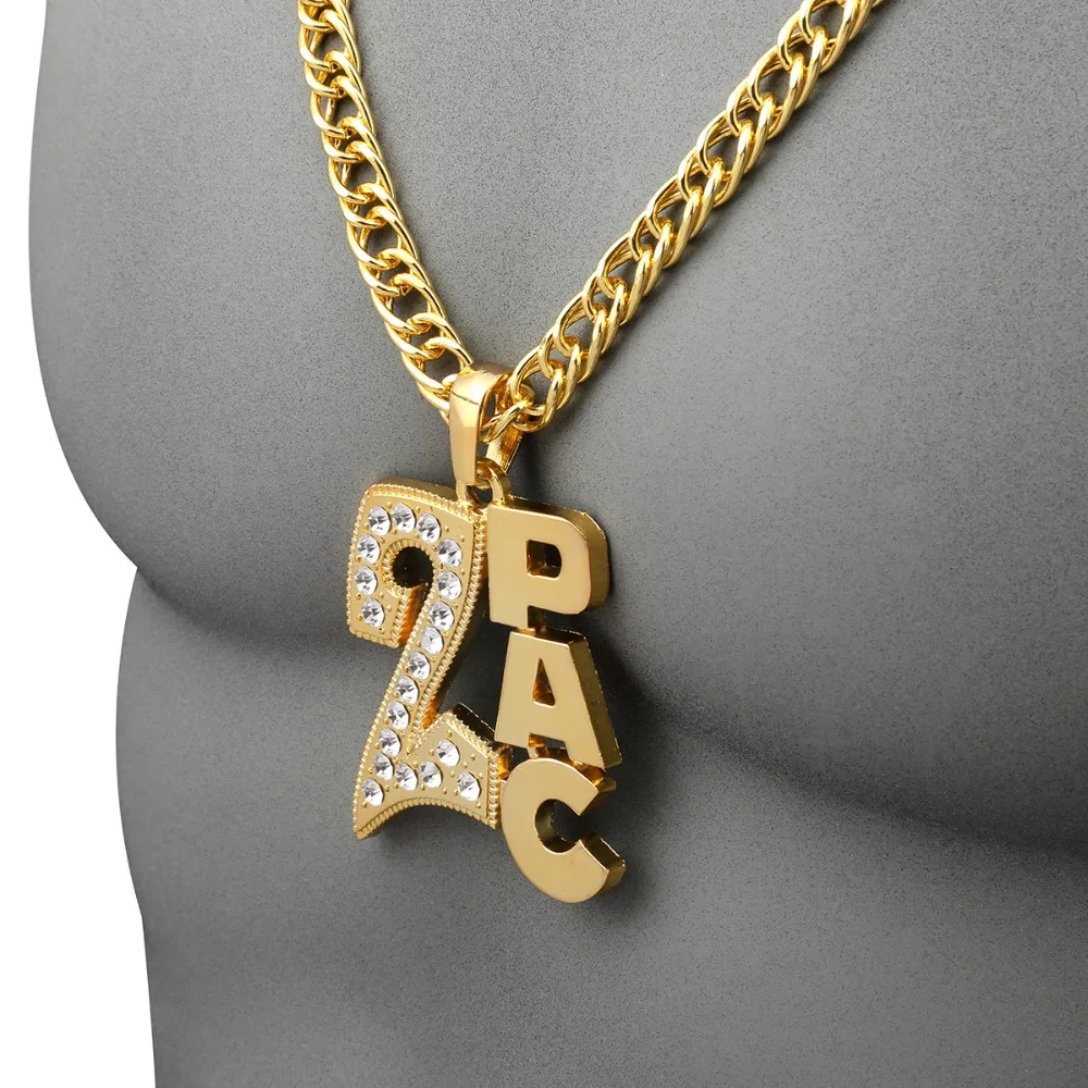 Мужские и женские золотые подвески 2PAC Bling украшения в подарок на Новый год