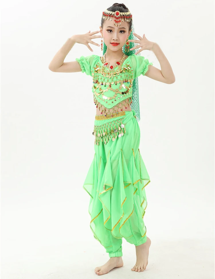 4pcs Kid Girls Belly Dancing Costume Set Kids Performance Indian Dance ...