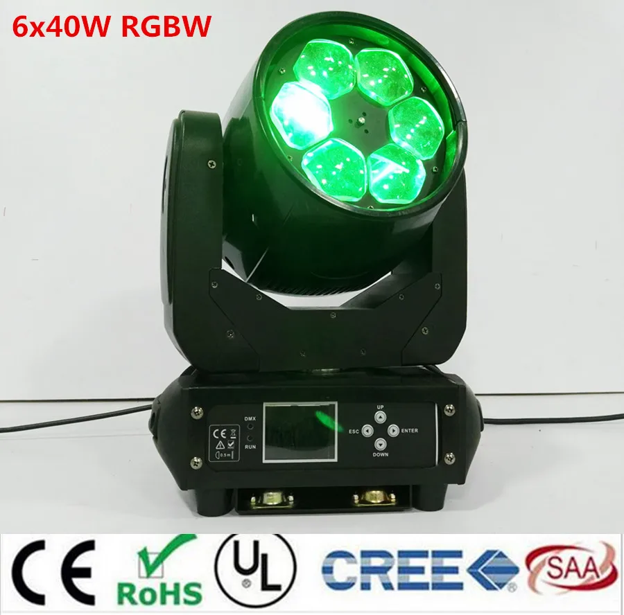 

LED RGBW 6x40W 4in1 LED bee eye ZOOM moving head beam light for Bar effect led stage lighting dmx dj lights