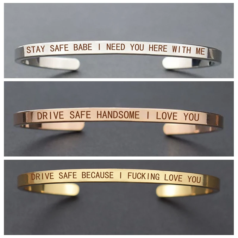 Женский браслет с гравировкой букв Keep Safe Babe браслеты для влюбленных пар