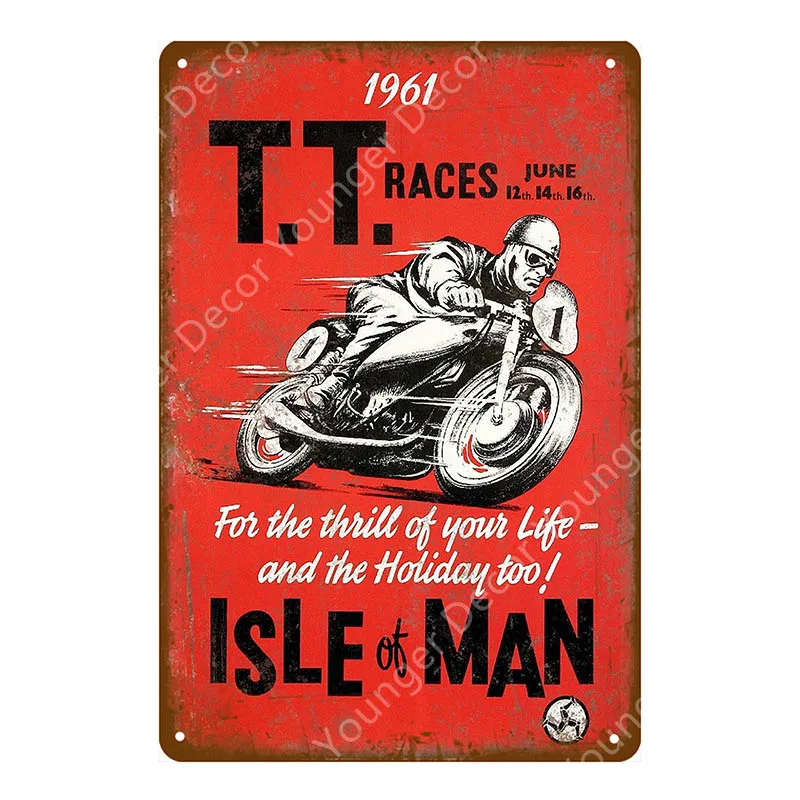 TT Isle Of Man металлический плакат ретро Гонки на мотоциклах табличка настенная живопись тарелка Паб Бар Гараж домашний декор винтажные жестяные знаки - Цвет: YD7445C