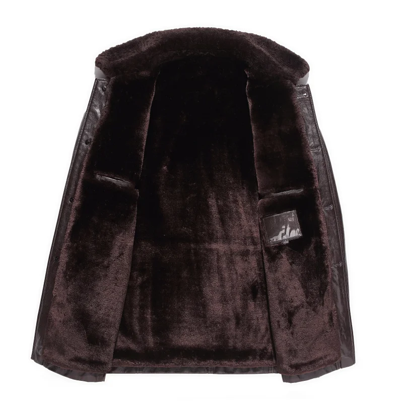 

1781 New Fashion 2017 Middle-aged Man Fur Sheep Leather Jacket Winter Clothes Men Thickening Warm Coat