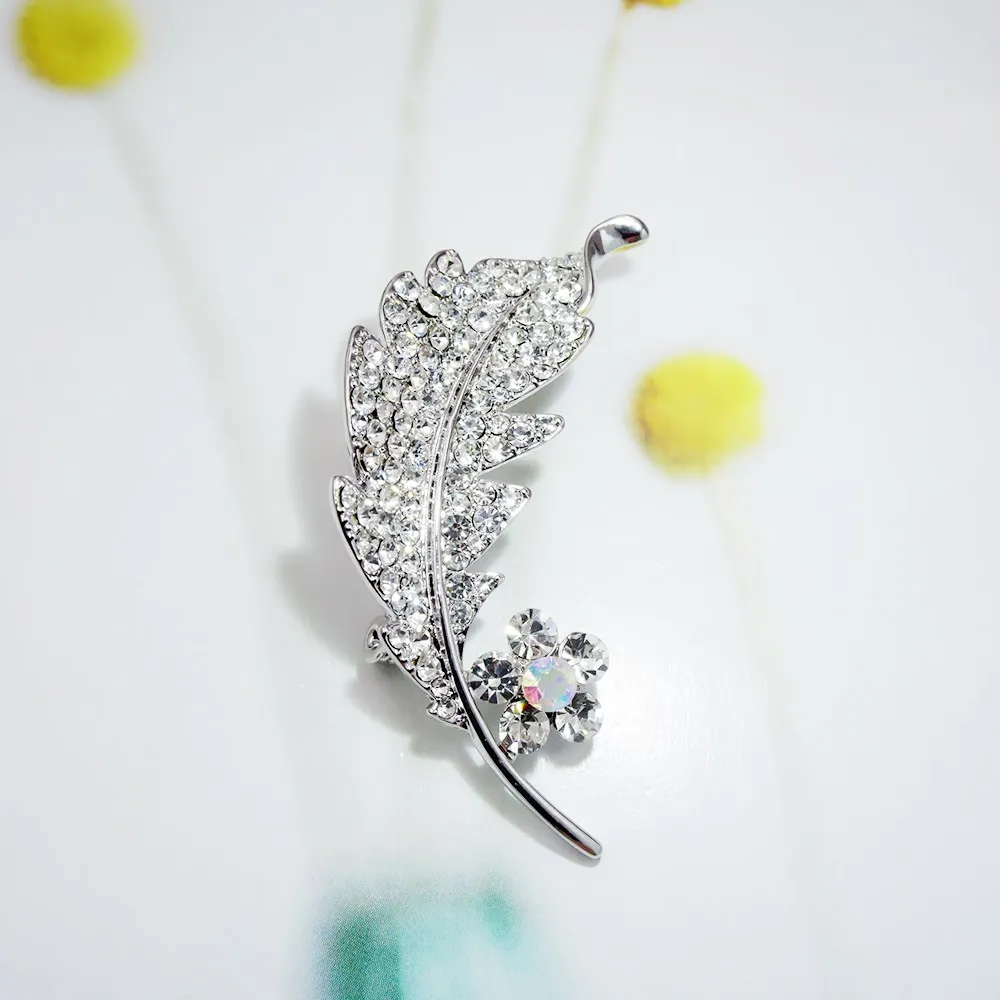 Винтажные корейские Цветочные Броши в виде листьев Ретро мода горный хрусталь