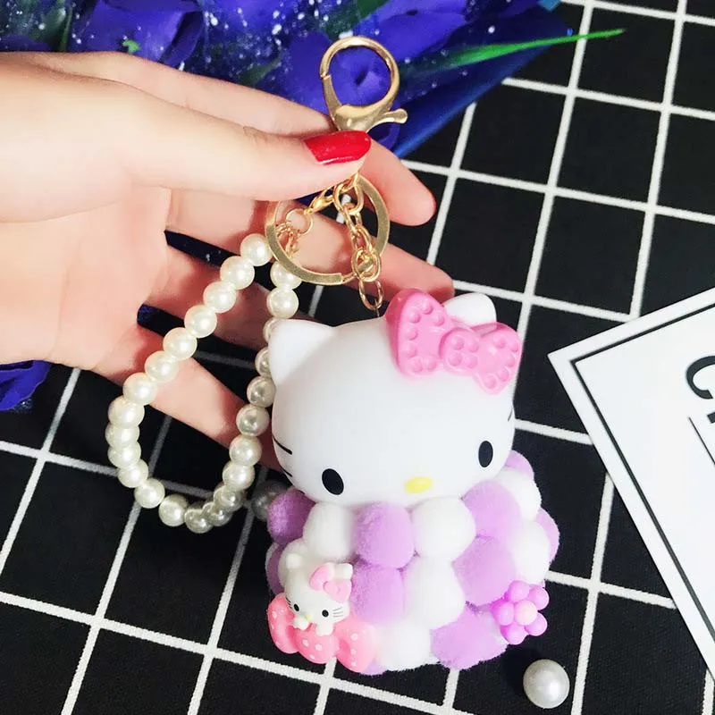 Мультяшный милый плюшевый шар hello kitty, брелки, KT Cat, кольца для ключей сумка, кошелек, Автомобильная подвеска, брелоки, подарочные брелоки, брелоки Porte Clef