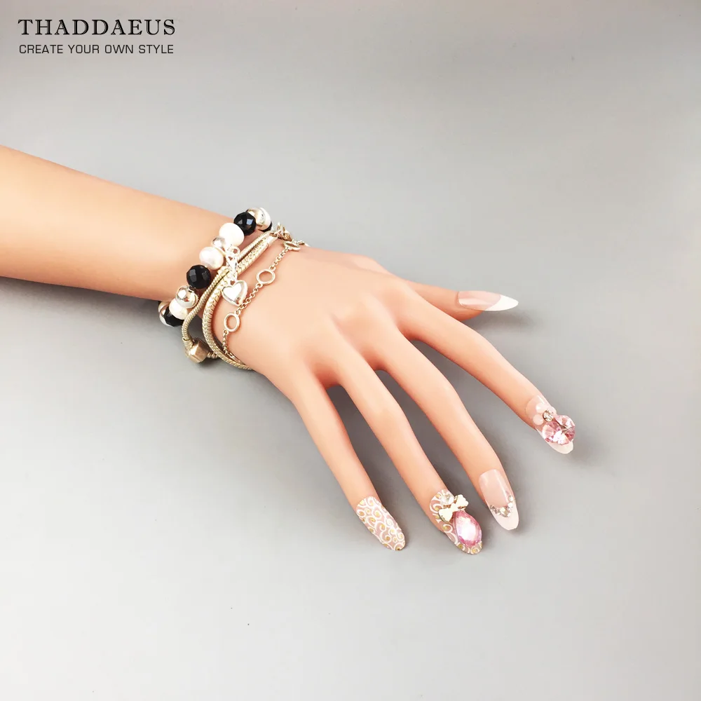 Белый Серый серебряный браслет с бусинами модные ювелирные украшения в