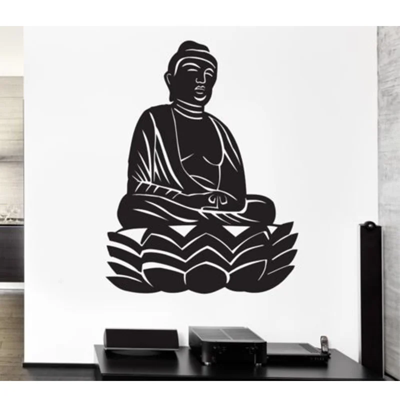 

POOMOO,Indian Buddha Wall Sticker Home Decor Buddhism Zen Meditation Stickers For Living Room Bedroom Stickers Adesivo De Parede
