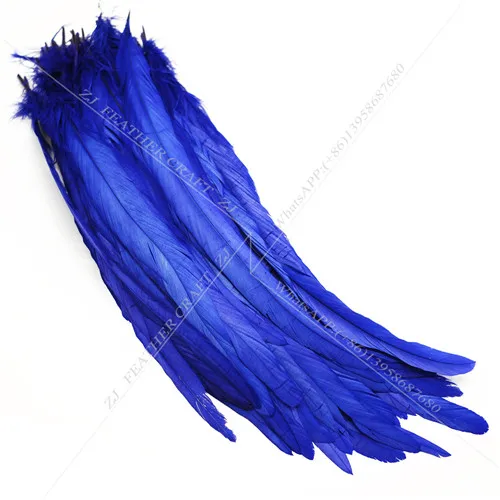 royal blue 100 шт 25-45 см натуральный окрашенный с перьями из хвоста петуха куриное перо шлейф для рукоделия/платье/украшение для карнавальной вечеринки - Цвет: royal blue