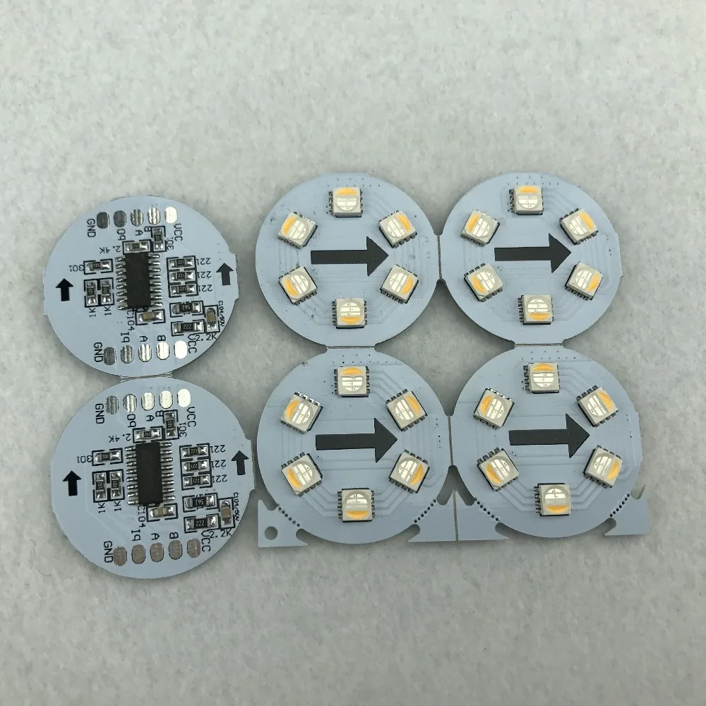 DC24V RGBW DMX512(UCS512 чип); 5050 SMD адресуемых пикселей PCBA, 6 шт. 5050 SMD светодиодный; 1,44 Вт; 34 мм диаметр круглого типа