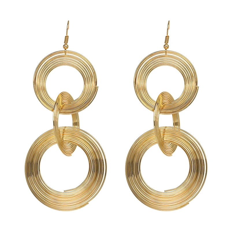 Geometric Vintage Statement Earring Big Round Metal Fashion Punk Style Drop Earrings For Women Jewelry | Украшения и аксессуары