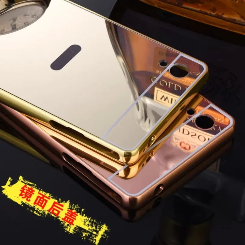 For Sony Xperia M4 Aqua Z5 Z4 Z3 Z2 Case Mirror Luxury Aluminum Metal frame Plastic Back Cover Phone fundas Accessory Etui Coque |