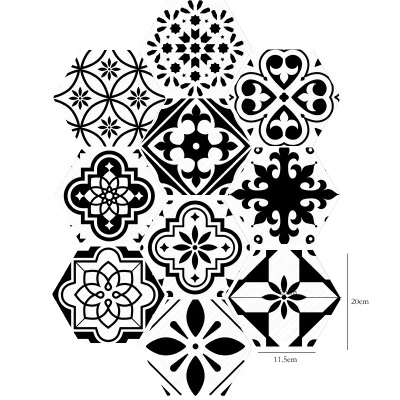 3D Ретро Шестигранная плитка напольная наклейка украшение для кухни ванной черно