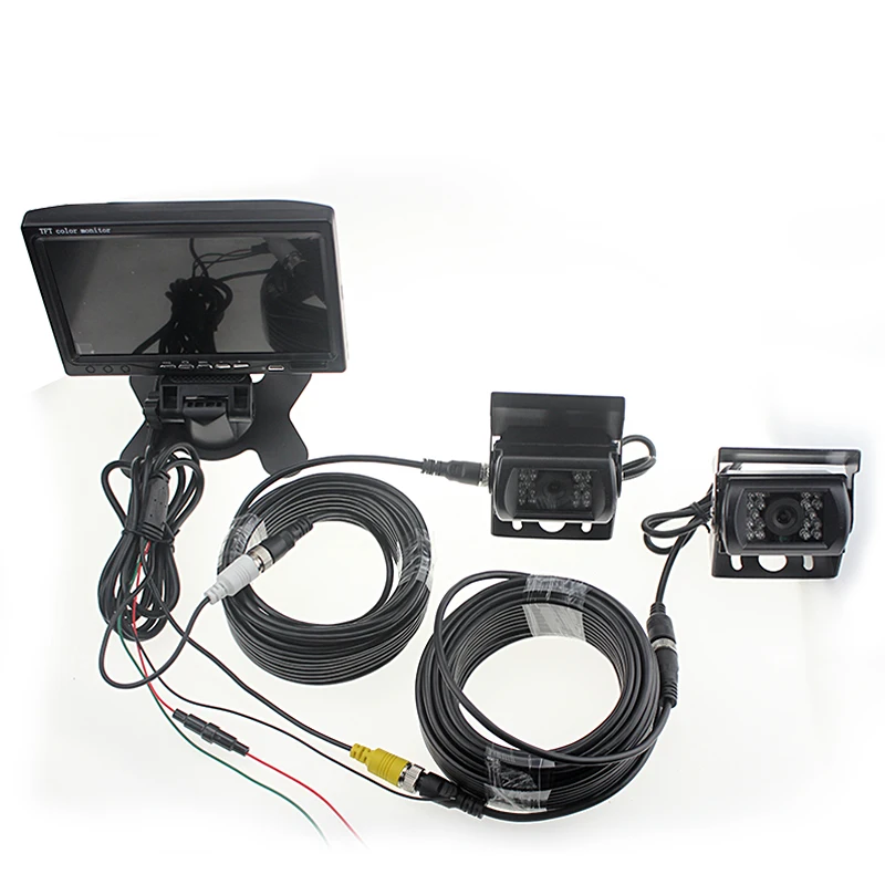 DC12 24V 7 дюймов TFT ЖК дисплей парковка мониторы + 2 шт. 4 Pin ИК Ночное Видение CCD