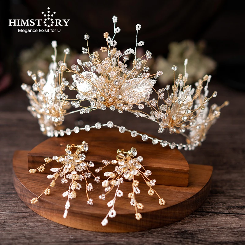 HIMSTORY европейские золотые бриллианты ручной работы с кристаллами листьев