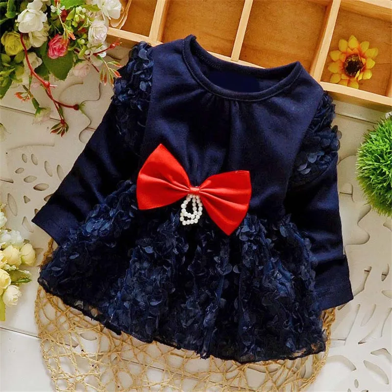 HziriP/2017 г. Новое осеннее платье для маленьких девочек одежда детей с бантом