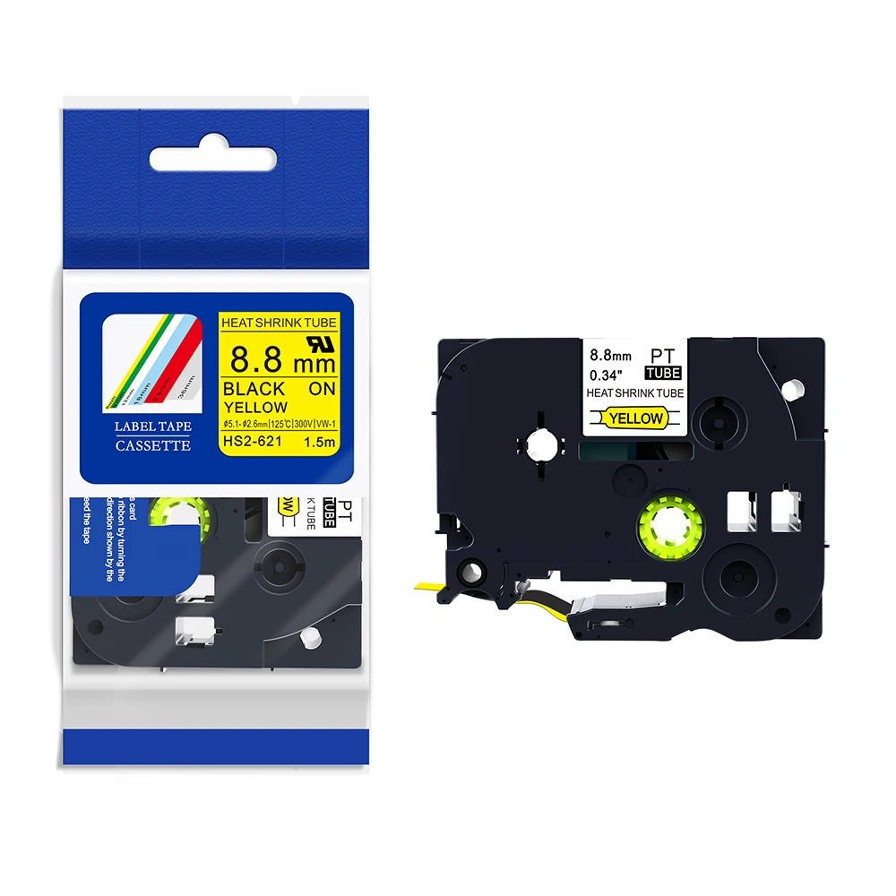 MIX PUTY 5 шт/партия, разные модели HSE-611, HSE-621, HSE-631, HSE-641, HSE-651 черный на желтом цвете P-TOUCH PT-H300 терм усадочная ленты