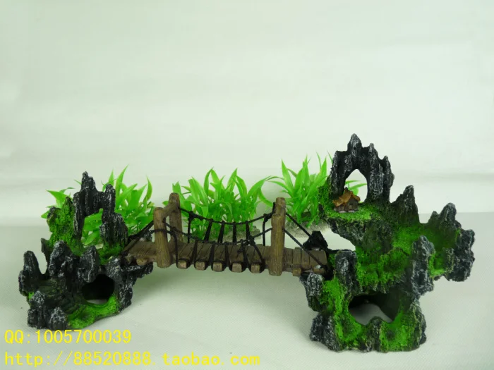 

Aquarium Fish Tank Decoration Ornament Rockery Mountain Drawbridge Holes Large Size L35cm free shipping