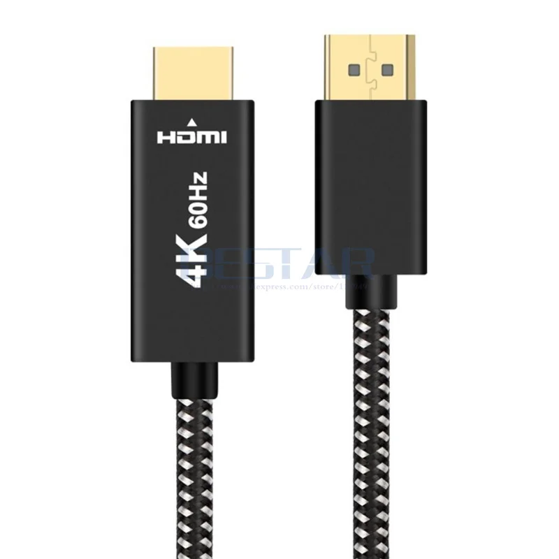 2 м ПП плетеный DP Дисплей порт дисплея штекер к HDMI 0 4K 60 Гц HD адаптер кабель HDMI2.0 для