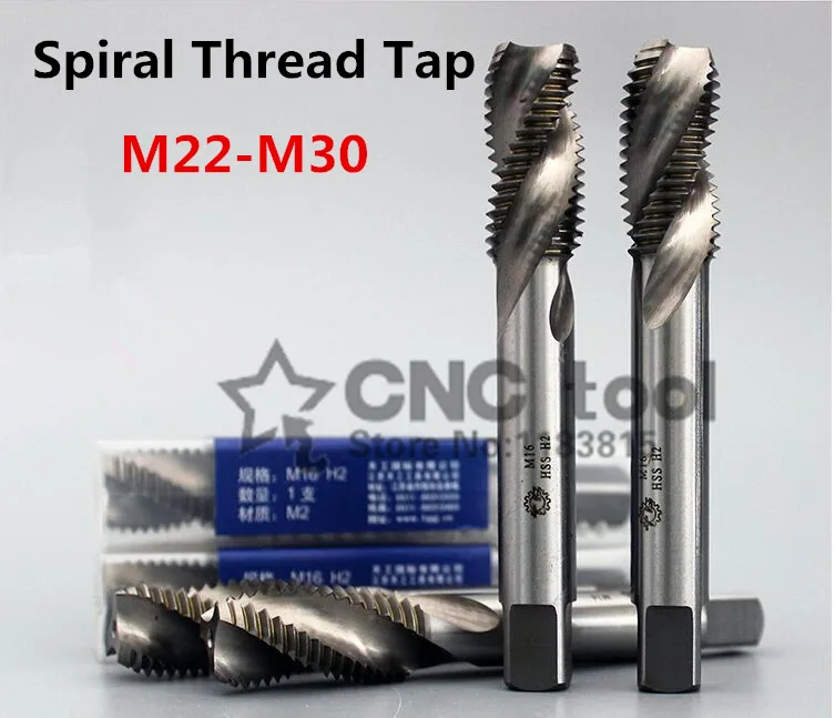 

New 1PCS M22/M24/M27/M30/M22*1.5/M24*1.5/M27*1/M27*1.5 high speed steel machine taps spiral groove machine tap,Spiral Thread Tap