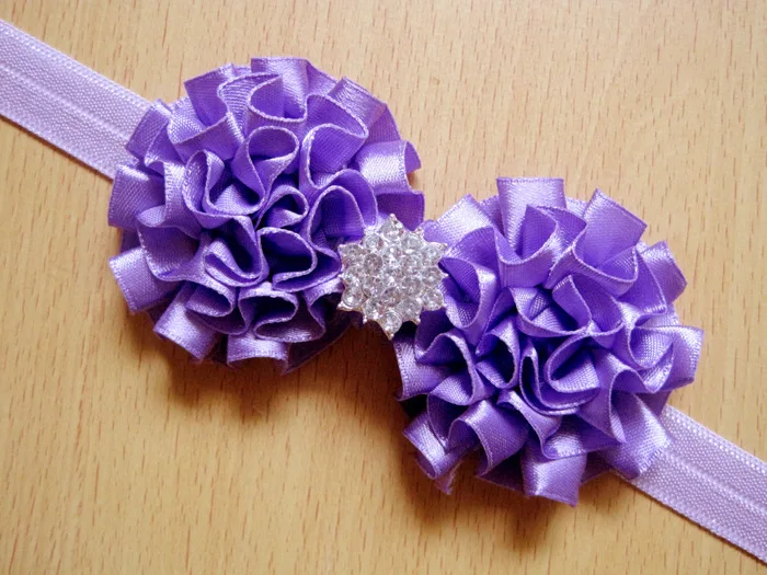 

2014 Wholesale newborn headband ribbon flowers rhinestone silk flowers for headbandsgirls hair accessories 10pcs/lot