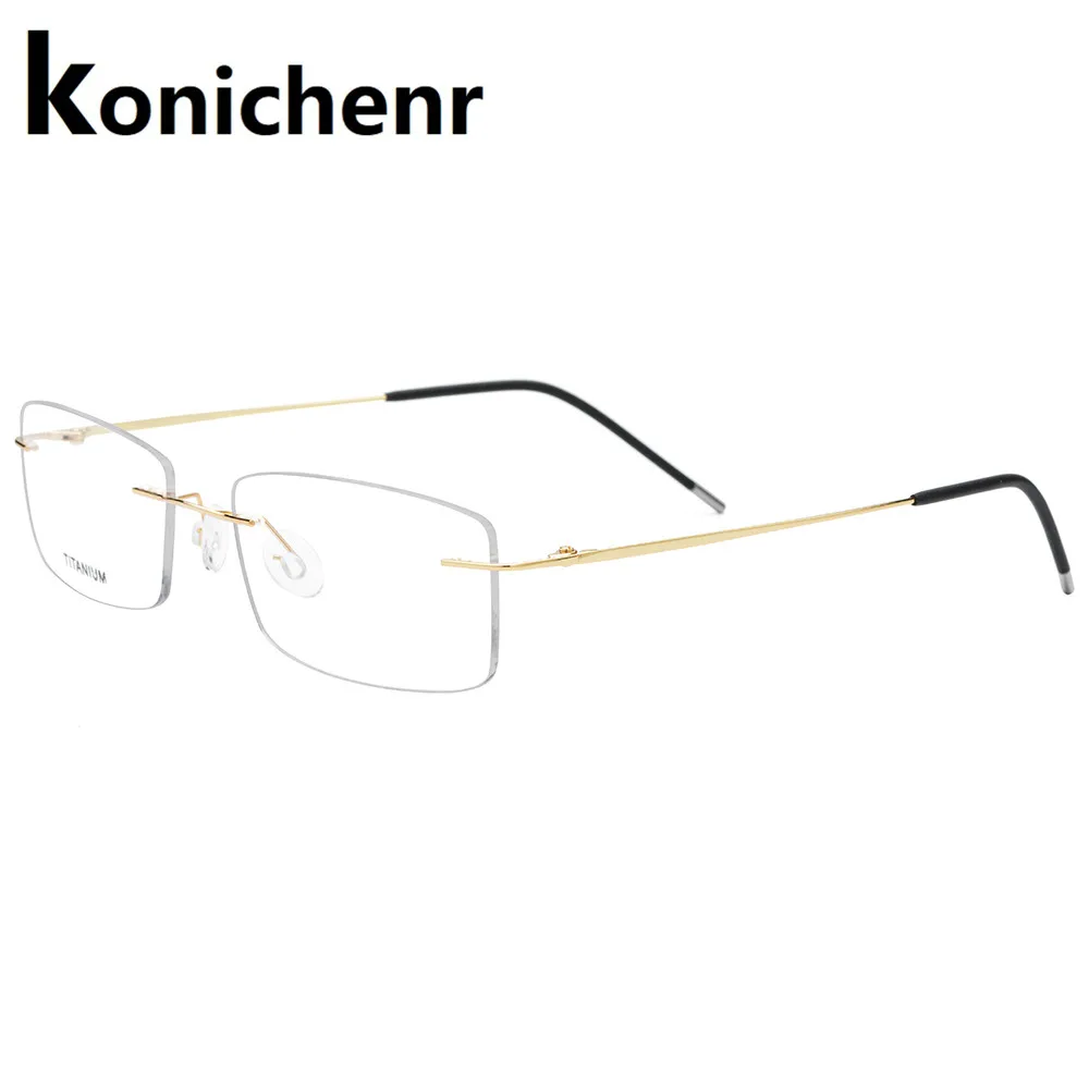 Konichenr титановый сплав титановые квадратные очки без оправы мужские ультралегкие