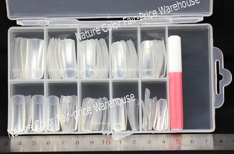 Накладные ногти с клеем и чехол 100 шт. набор французских прозрачных акриловых