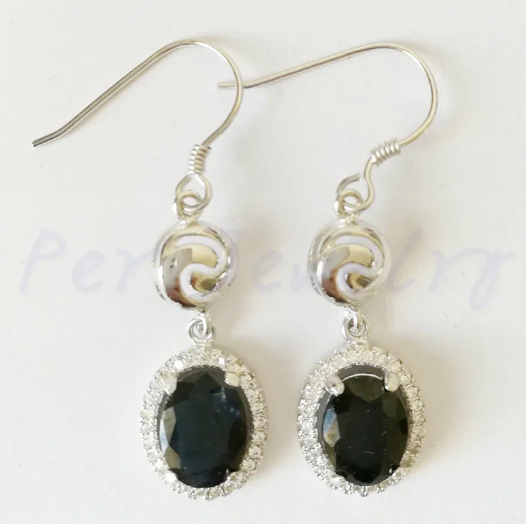 Серьги-капельки из натурального sapphire 2 карат * шт. натуральный настоящий синий
