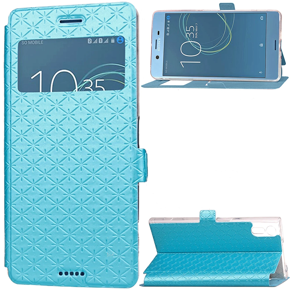 Fashion Window View Leather Case Flip Stand Card Slot Cover for Sony XZ XR X Compact XA | Мобильные телефоны и аксессуары