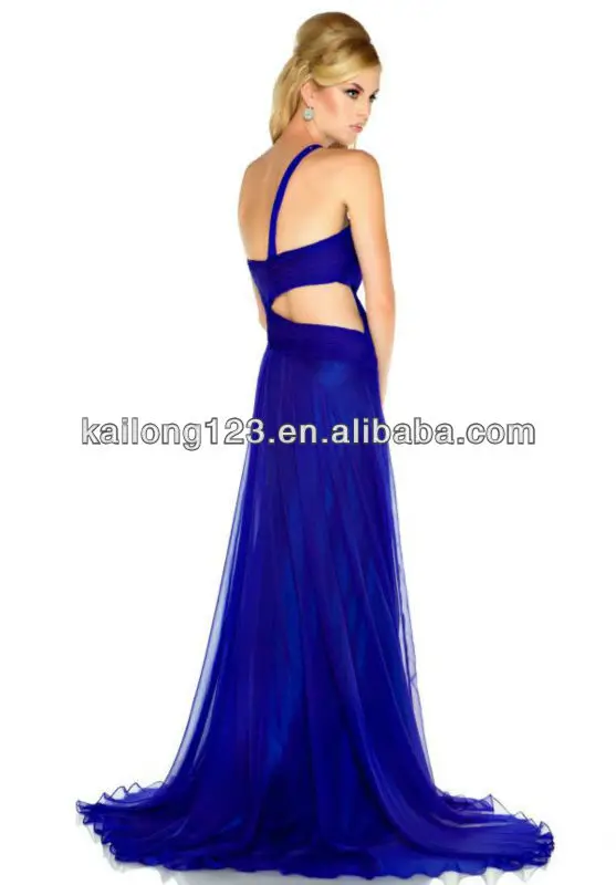 Cheap Sweetheart Flowy Floor-length Cutout Beaded Sides Ruching Top Royal Blue Cherry Chiffon One Shoulder Prom Dresses | Свадьбы и