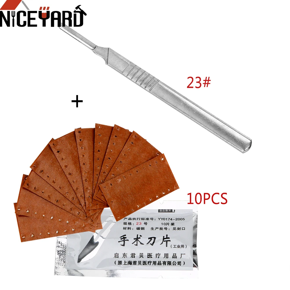 

NICEYARD 10 Pcs 23# 11# Stainless Steel Handle Scalpel Surgical Blades Carving knife For PCB Circuit Board DIY Cutting Tool