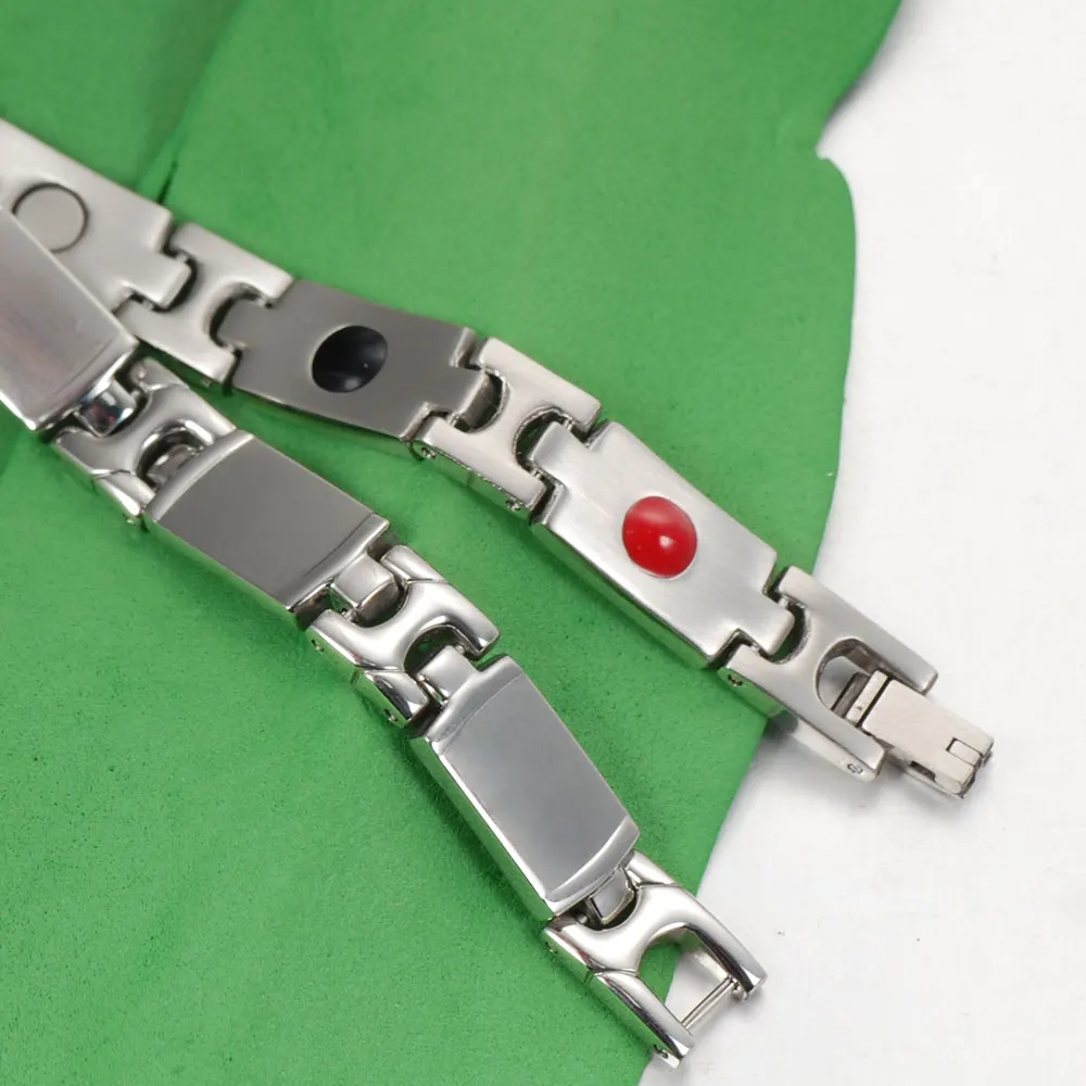 Wollet Jewelry Men's 20.5 cm Healing Energy Tourmaline Germanium Bracelet Magnetic Stainless Steel Bangle for Men | Украшения и