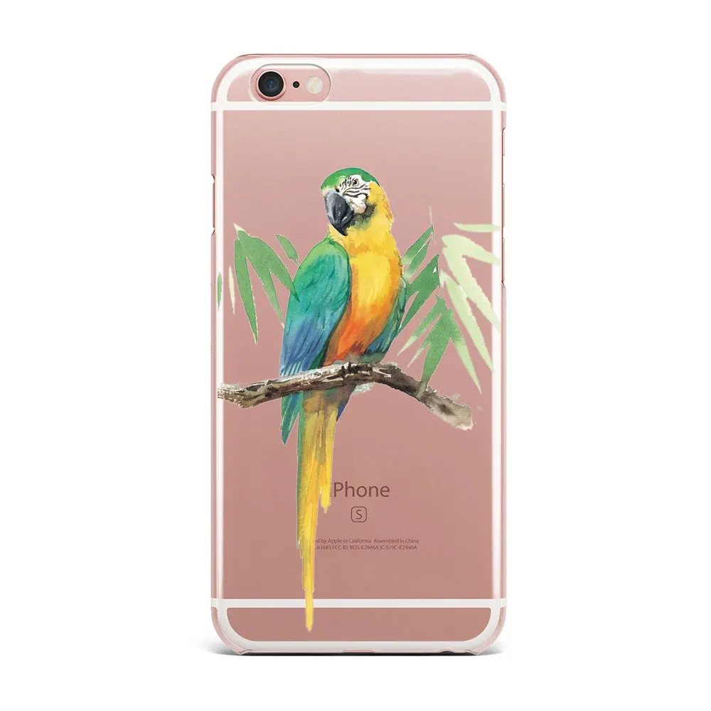Case For iPhone 7 Plus Soft TPU Smart Mobile Phone Shell Pattern Cute Protect Patterned Exotic Flower The Parrot | Мобильные