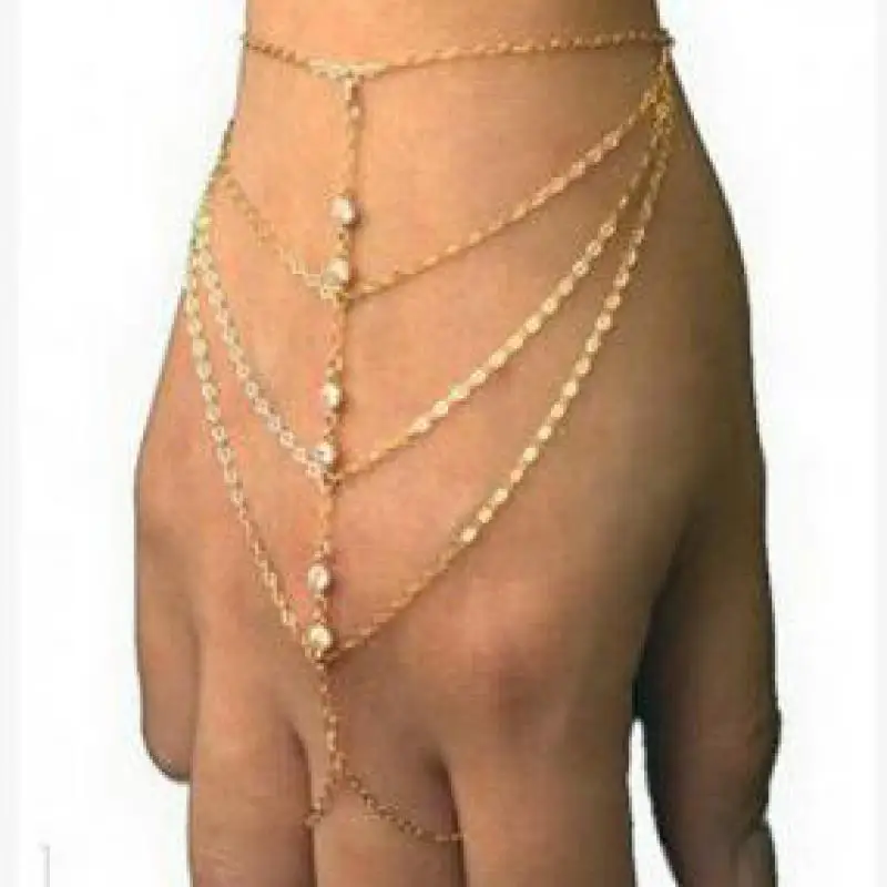 Новый многослойный покрытие золотая цепочка браслет CZ Многослойные Кристалл