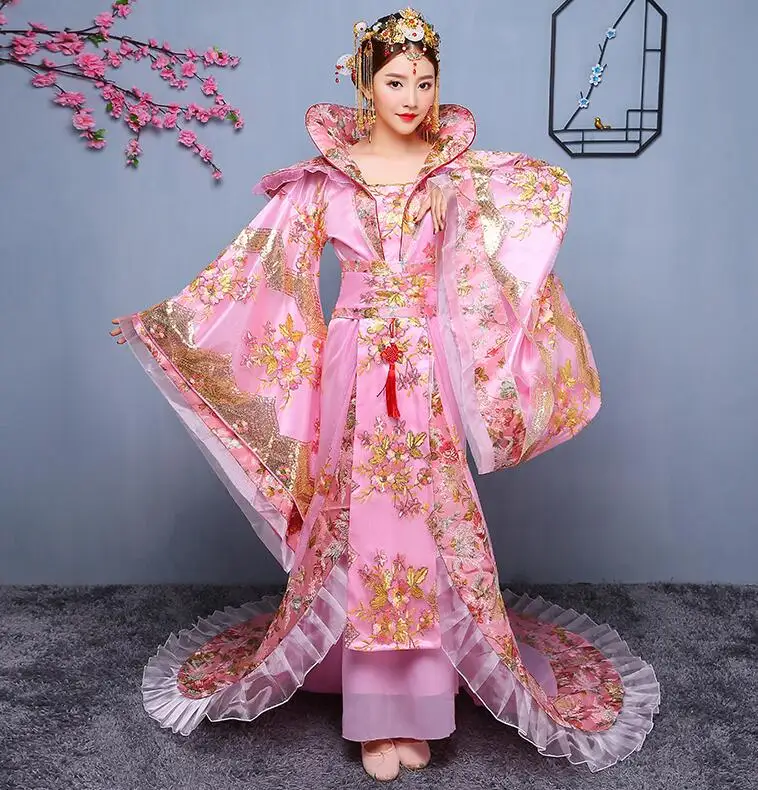 pink Новинка, женский костюм, hanfu, платье со шлейфом, Женская Китайская традиционная одежда, китайская черная женская одежда, Женский костюм для сцены, по телевизору - Цвет: pink
