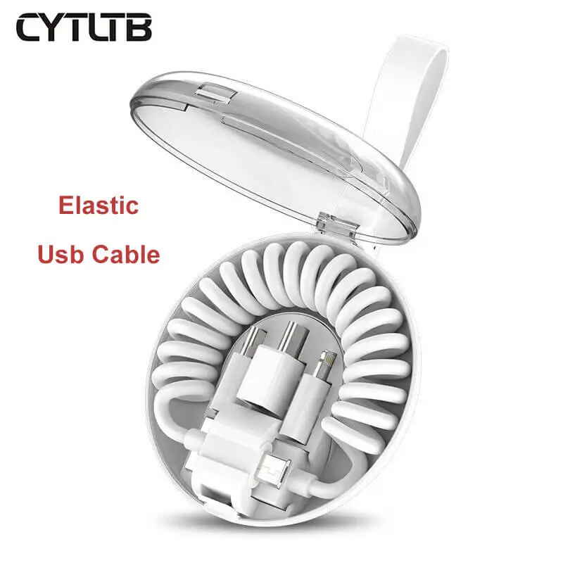 White 3 в 1 эластичный Usb кабель для Micro Usb type C для Iphone для освещения кабель для передачи данных Otg адаптеры Выдвижной 6 в 1 кабель для зарядки - Цвет: White