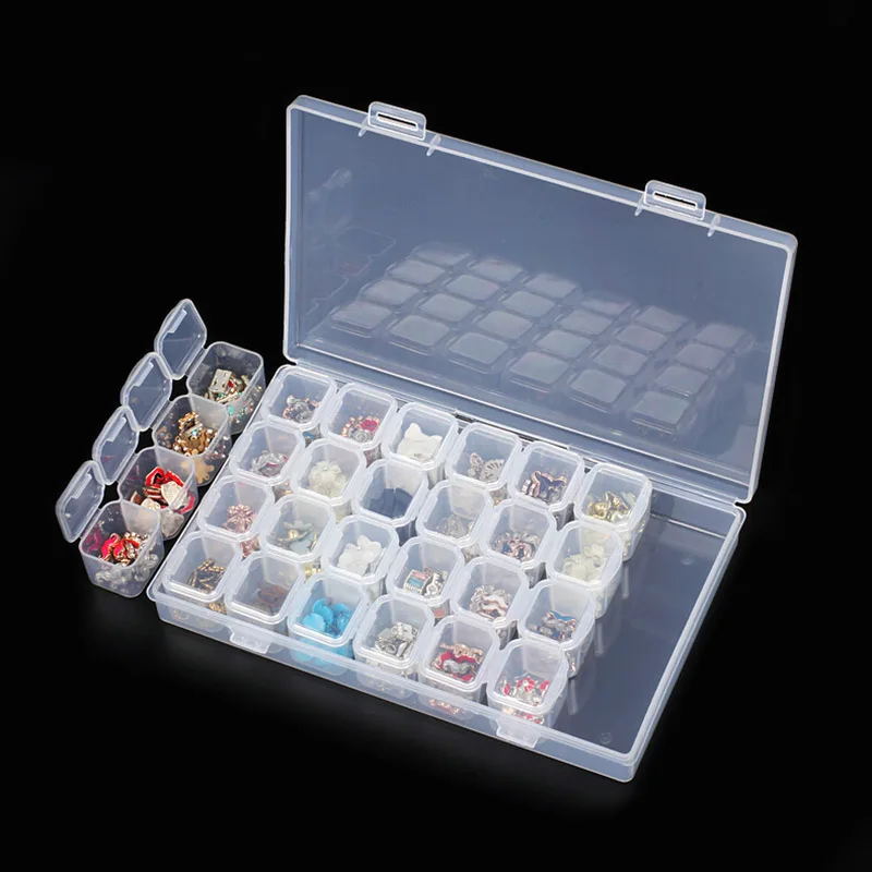 28 Slots Plastic Adjustable Tablet Medicine Box Organizer Storage Pill Jewelry Showing Shelf FM88 |