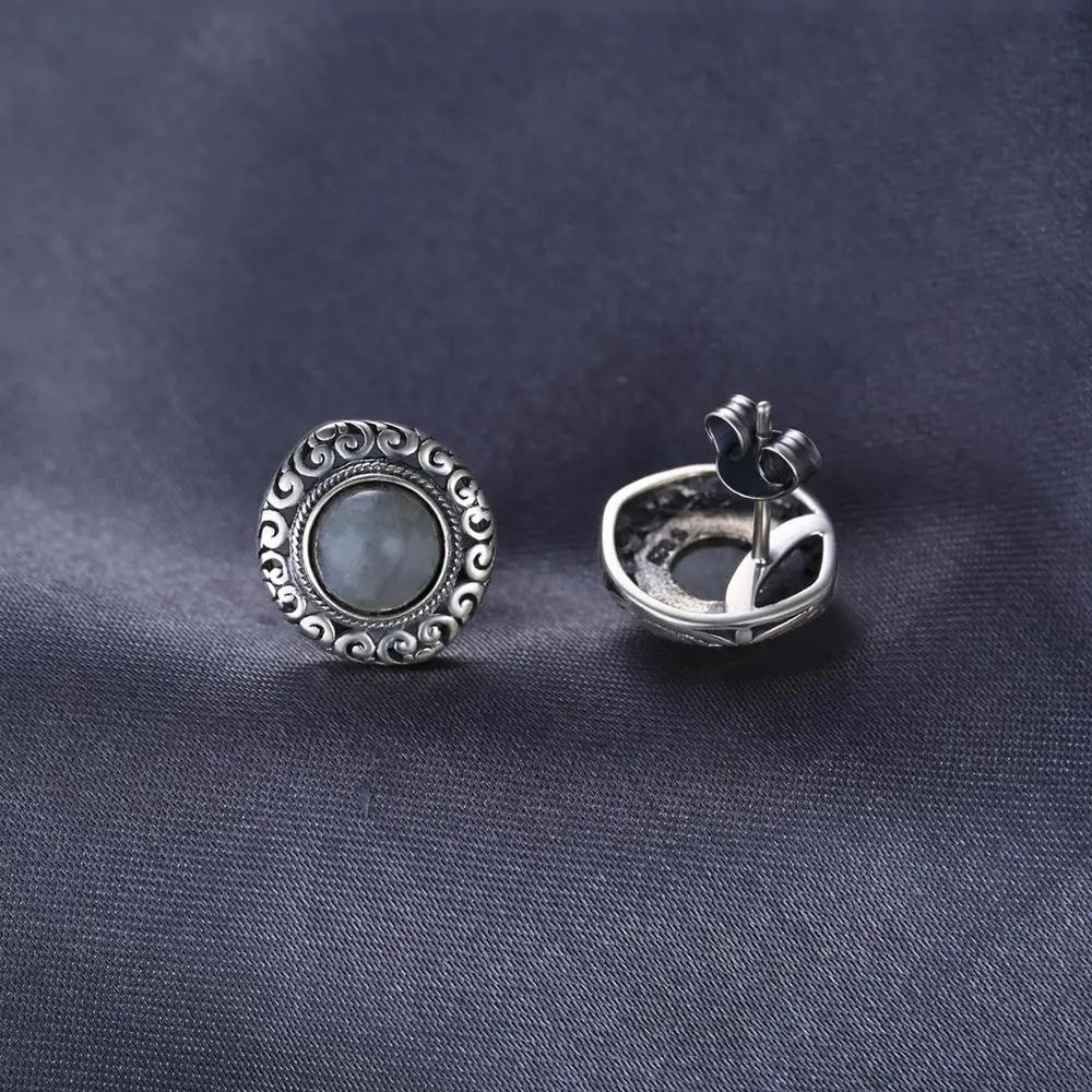 Ювелирные изделия Палас Винтаж 7ct натуральный Лабрадорит серьги гвоздики 925