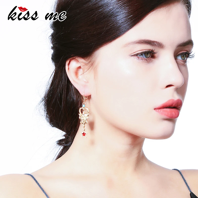 Kissme 2020 Новые висячие серьги из сплава тотема с красной звездой крутые модные для