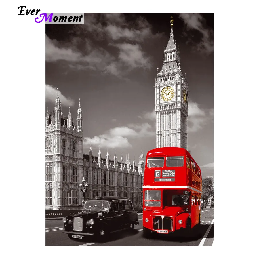 

Алмазная живопись красный Лондонский автобус декоративная картина Стразы мозаика вышивка крестиком Алмазная вышивка с узором Алмазная вы...