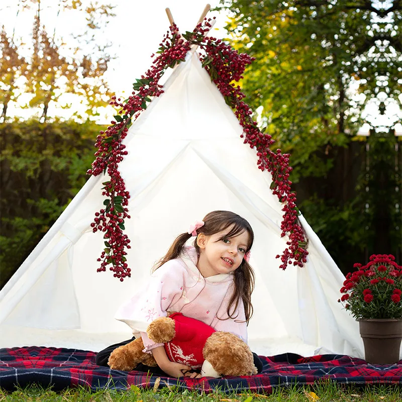 Wigwam для детской палатки, хлопковый Типи деревянный игровой домик для детей, детская игровая комната, Детская уличная дорожная Вигвама, 4 полюса для фотосъемки