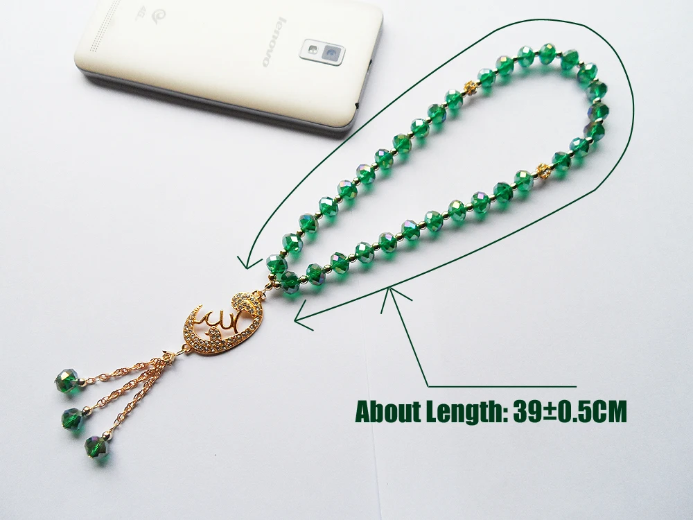 Малахит Зеленый Кристалл мусульманский кулон аксессуары tasbih молитва бусы