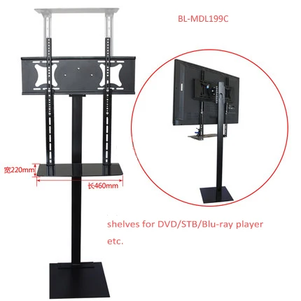 

32-70 inch LCD LED Plasma TV Mount Floor Stand Tilt Swivel Monitor Holder AD Display With DVD Holder Height Adjustable