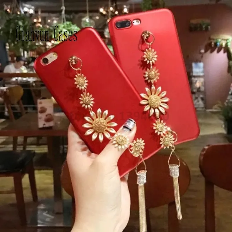 Живопись золото Дейзи кисточкой браслет bling кристалл алмаза Мягкий ТПУ тонкий