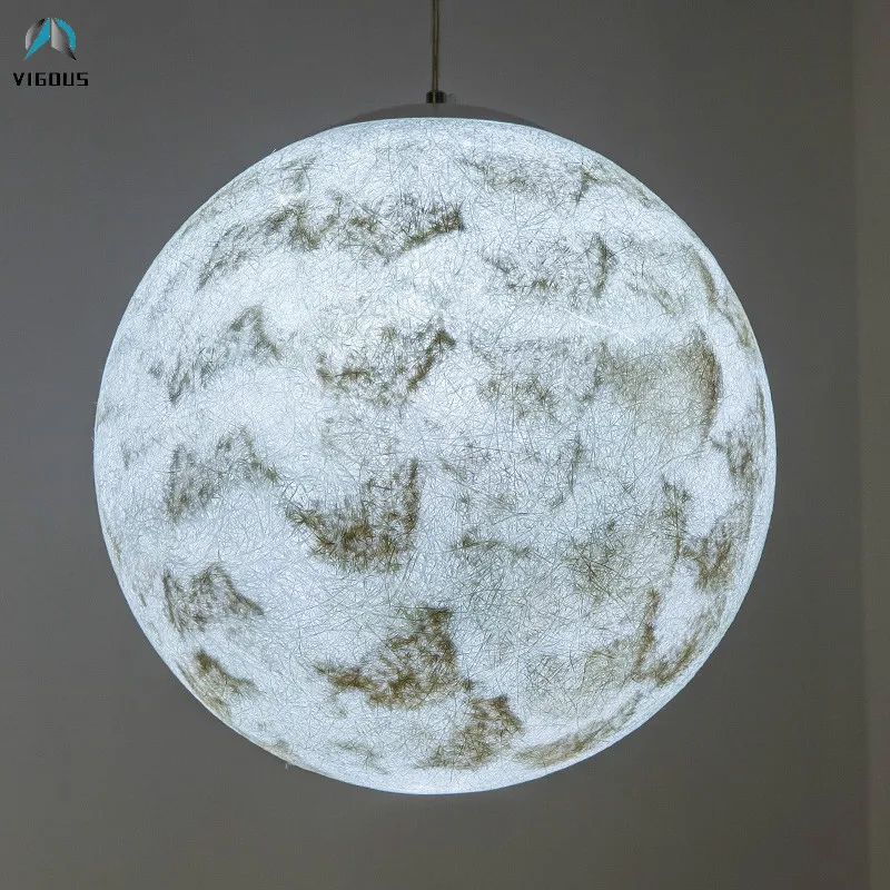 

Art Deco Round Moon Led Pendant Light Paint Resin Led Hanging Lamp for Dining Table Luminarias Lamparas for Corridor Drop Light
