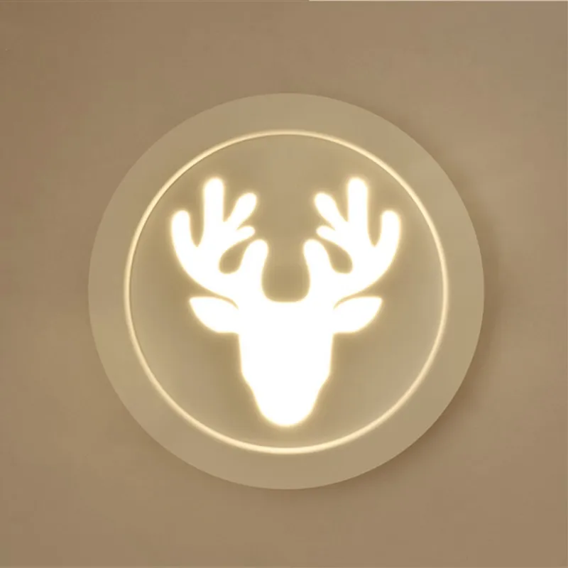 

2018 New Nordic Creative Deer Pattern Led Wall Lamp Art White Designer Study Light Coffee Shop Bedroom Wall Lights Free Shipping