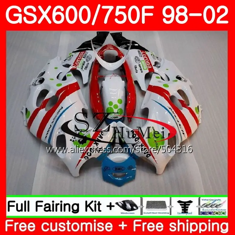 Корпус для SUZUKI KATANA GSX600F GSXF 600 750 белый красный 28SH18 GSXF600 98 99 00 01 02 GSXF750 1998 1999 2000 2001 2002