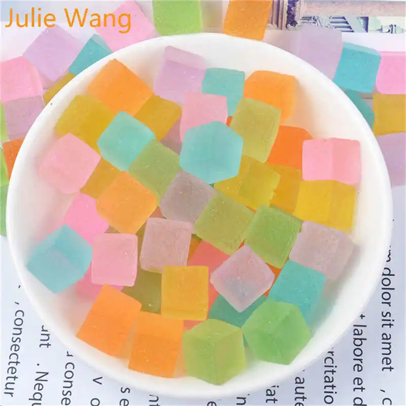 Julie Wang 20 шт. полимерные мягкие конфетные Подвески слизь еда сердце квадратный Пончик подвески ювелирные изделия изготовление аксессуаров украшения стола орнамент