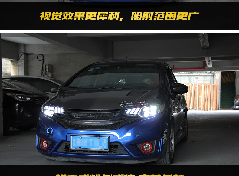 KOWELL автомобильный Стайлинг для Honda Fit gk5 gk 5 фары DRL Объектив Двойной Луч 4 светодиодный красный светодиодный угол глаз стиль