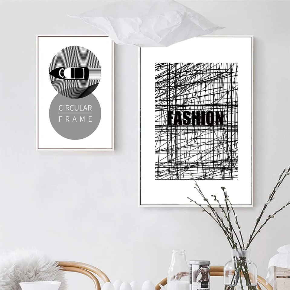 Vinsonloud Home Decoration Poster Prints Wall Art Canvas Spray Paintings Pictures Black and white line creative animals | Дом и сад