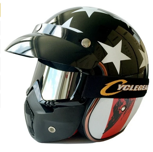 Ретро мотоциклетный шлем Casco Capacete с маской очки - Цвет: as show